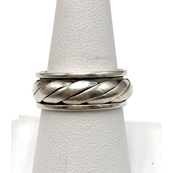 925 Ring Sterling Silver Spinner Unisex Women Artisan Size 8 Band - Picture 3 of 8